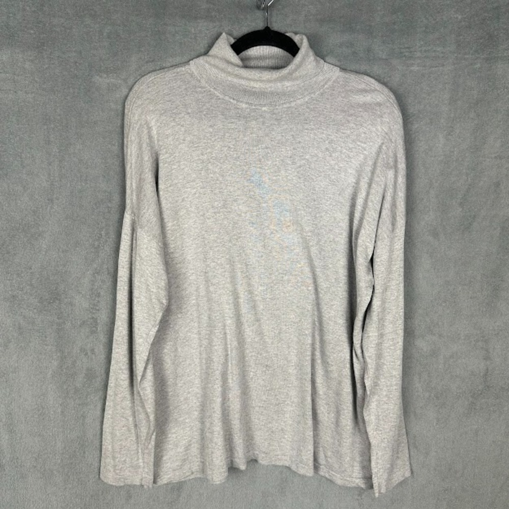 J Jill Sweater Womens Extra Large Gray Silk Cotton Turtleneck Neutral Preppy